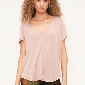 Project Social T Wearever Short Sleeve Raw Edge Tee Doe Peach Pink Small